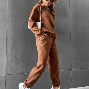 Solid Düşük Omuz Sweatshirt & Eşofman Altı