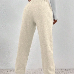 Solid Slant Pocket Elastic Waist 4 Mevsim Eşofman