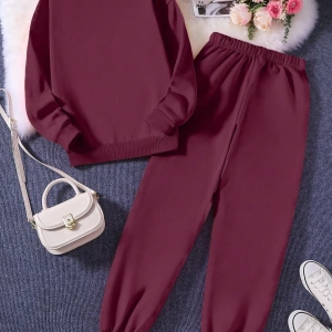 Solid Termal Astarlı Sweatshirt ve Bağcıklı Bel Eşofman Altı