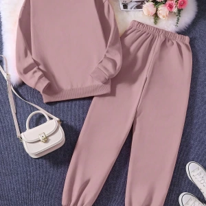 Solid Termal Astarlı Sweatshirt ve Bağcıklı Bel Eşofman Altı