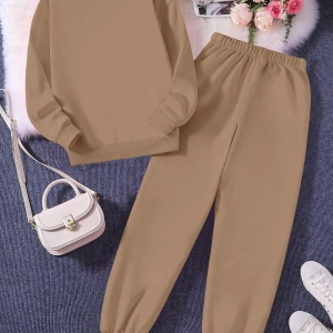 Solid Termal Astarlı Sweatshirt ve Bağcıklı Bel Eşofman Altı