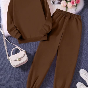 Solid Termal Astarlı Sweatshirt ve Bağcıklı Bel Eşofman Altı