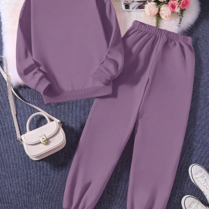 Solid Termal Astarlı Sweatshirt ve Bağcıklı Bel Eşofman Altı