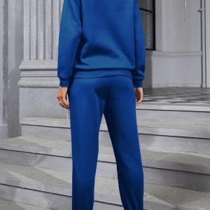 Solid Termal Astarlı Sweatshirt ve Bağcıklı Bel Eşofman Altı