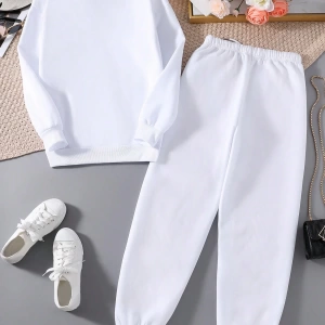 Solid Termal Astarlı Sweatshirt ve Bağcıklı Bel Eşofman Altı