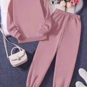 Solid Termal Astarlı Sweatshirt ve Bağcıklı Bel Eşofman Altı