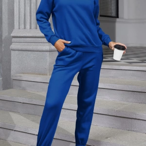 Solid Termal Astarlı Sweatshirt ve Bağcıklı Bel Eşofman Altı