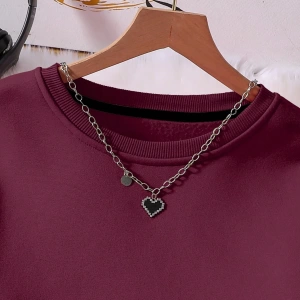 Solid Termal Astarlı Sweatshirt ve Bağcıklı Bel Eşofman Altı