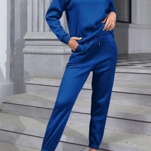 Solid Termal Astarlı Sweatshirt ve Bağcıklı Bel Eşofman Altı