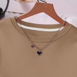 Solid Termal Astarlı Sweatshirt ve Bağcıklı Bel Eşofman Altı