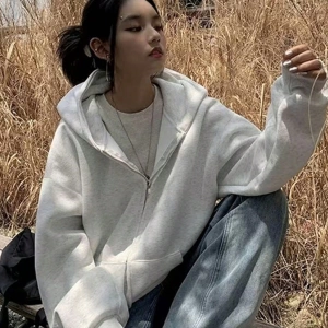 Solva Kadın Rahat Tek Renk Düşük Omuzlu Kapüşonlu Sweatshirt, Sonbahar/Kış Model 5145