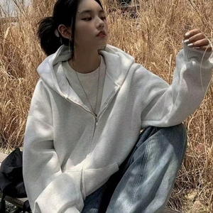 Solva Kadın Rahat Tek Renk Düşük Omuzlu Kapüşonlu Sweatshirt, Sonbahar/Kış Model 5145