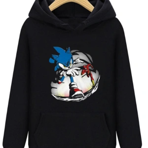 Sonic Siyah Unisex Kapşonlu Sweatshirt Yeni Model Sonıc Kirpi 00429