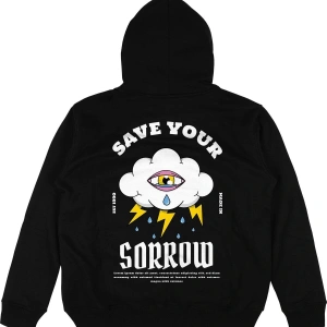 Sorrow Siyah Oversize Unisex Kapüşonlu Sweatshirt Hoodie