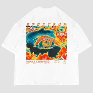 Spectrum Baskılı Beyaz Oversize Unisex