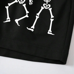 Spider Web & Heart Print Drawstring Waist Şort