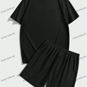 Sporsity Erkek Yazılı Kısa Kollu Tişört ve Şort İkili Takım
