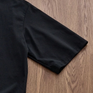 Standart Beden Erkek Moda Rahat Siyah Kısa Şişme Kanepe Grafik Tişört