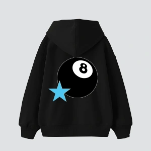 Star Eight Ball Baskılı Oversize Unisex Beyaz