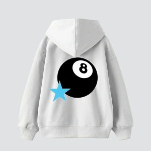 Star Eight Ball Baskılı Oversize Unisex Beyaz