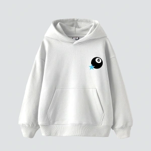 Star Eight Ball Baskılı Oversize Unisex Beyaz