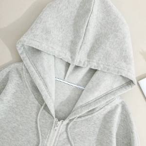 Star Kadın Bağcıklı Düz Renk Patchwork Uzun Kollu Ön Fermuarlı Cep Kapüşonlu Sweatshirt, Model 5182