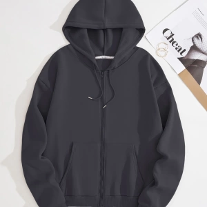 Star Kadın Bağcıklı Düz Renk Patchwork Uzun Kollu Ön Fermuarlı Cep Kapüşonlu Sweatshirt, Model 5182