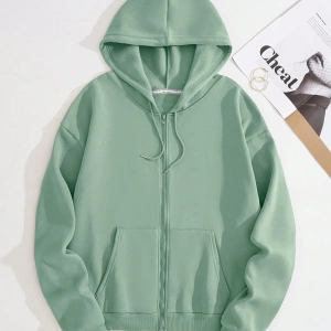 Star Kadın Bağcıklı Düz Renk Patchwork Uzun Kollu Ön Fermuarlı Cep Kapüşonlu Sweatshirt, Model 5182