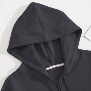 Star Kadın Bağcıklı Düz Renk Patchwork Uzun Kollu Ön Fermuarlı Cep Kapüşonlu Sweatshirt, Model 5182