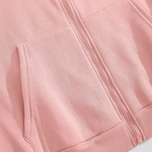 Star Kadın Bağcıklı Düz Renk Patchwork Uzun Kollu Ön Fermuarlı Cep Kapüşonlu Sweatshirt, Model 5182