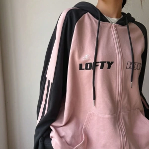 Star Kadın Sonbahar/Kış Mektup Baskılı Fermuarlı Bağcıklı Kapüşonlu Sweatshirt Model 5181