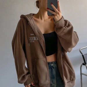 Star Kadın Sonbahar/Kış Mektup Baskılı Fermuarlı Bağcıklı Kapüşonlu Sweatshirt Model 5181