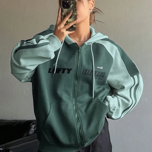 Star Kadın Sonbahar/Kış Mektup Baskılı Fermuarlı Bağcıklı Kapüşonlu Sweatshirt Model 5181