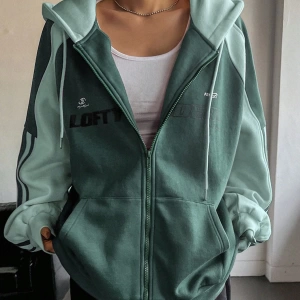 Star Kadın Sonbahar/Kış Mektup Baskılı Fermuarlı Bağcıklı Kapüşonlu Sweatshirt Model 5181