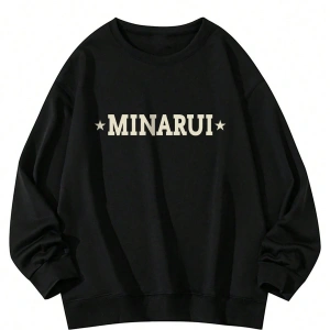 Star Pattern Drop Shoulder Oversized Pullover Siyah