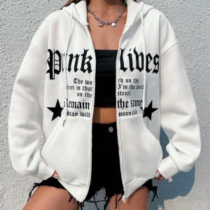 Star & Slogan Grafikli Düşen Omuz Bağcıklı Termal Astarlı Kapüşonlu Sweatshirt Aynı  Model 5140