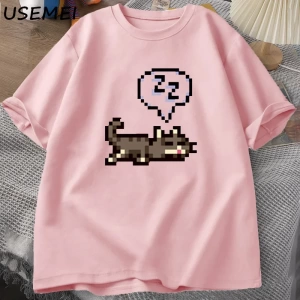 Starvalley vadisi uyku kedi Sploot grafik T shirt erkekler rahat komik kısa kollu tişört Unis 2907