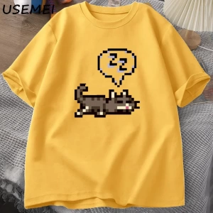 Starvalley vadisi uyku kedi Sploot grafik T shirt erkekler rahat komik kısa kollu tişört Unis 2907