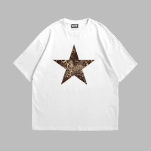 Starz Leopar Baskılı 24/1 Oversize Unisex Beyaz