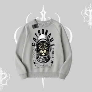 Stay Cool Kedi Baskılı Biskilet Sweatshirt