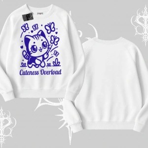 Stay Cool Kedi Baskılı Biskilet Sweatshirt