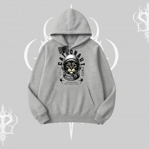 Stay Cool Kedi Baskılı Kapşonlu Sweatshirt