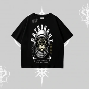 Stay Cool Kedi Baskılı Kayık Yaka Sweatshirt