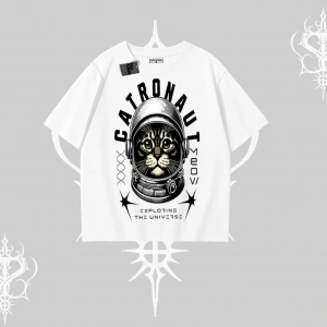 Stay Cool Kedi Baskılı Kayık Yaka Sweatshirt