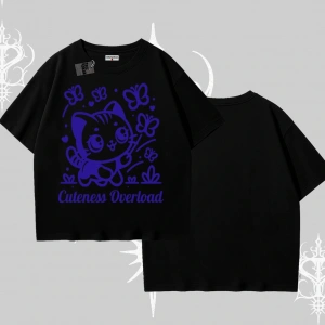 Stay Cool Kedi Baskılı Kayık Yaka Tshirt