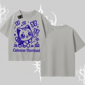 Stay Cool Kedi Baskılı Kayık Yaka Tshirt