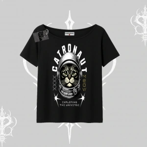 Stay Cool Kedi Baskılı Oversize Tshirt