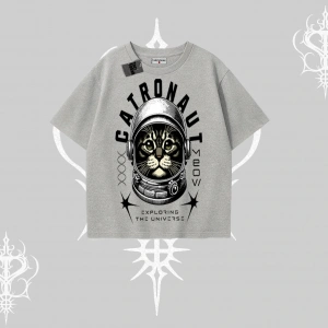 Stay Cool Kedi Baskılı Oversize Tshirt