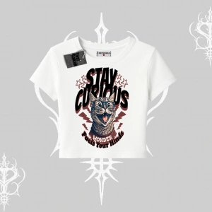 Stay Curious Kedi Baskılı Babby Tee Tshirt