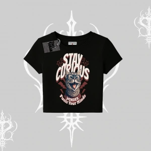 Stay Curious Kedi Baskılı Babby Tee Tshirt